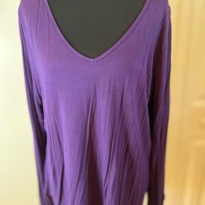 VENUS Deep Purple Long Sleeve V-Neck Top